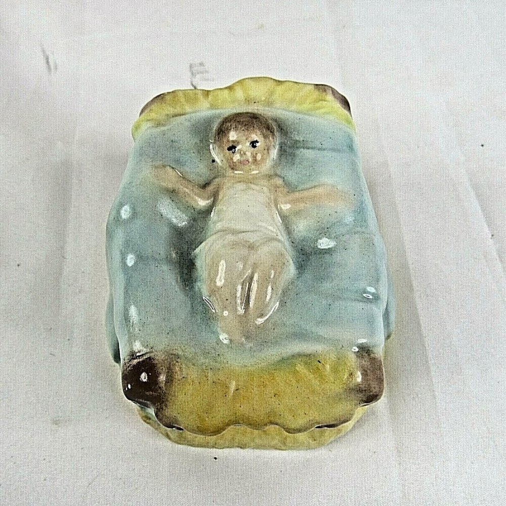 Vintage Christmas Nativity Set Hand Painted 8"  6 pc 1980s Ceramic - Picture 2 of 12